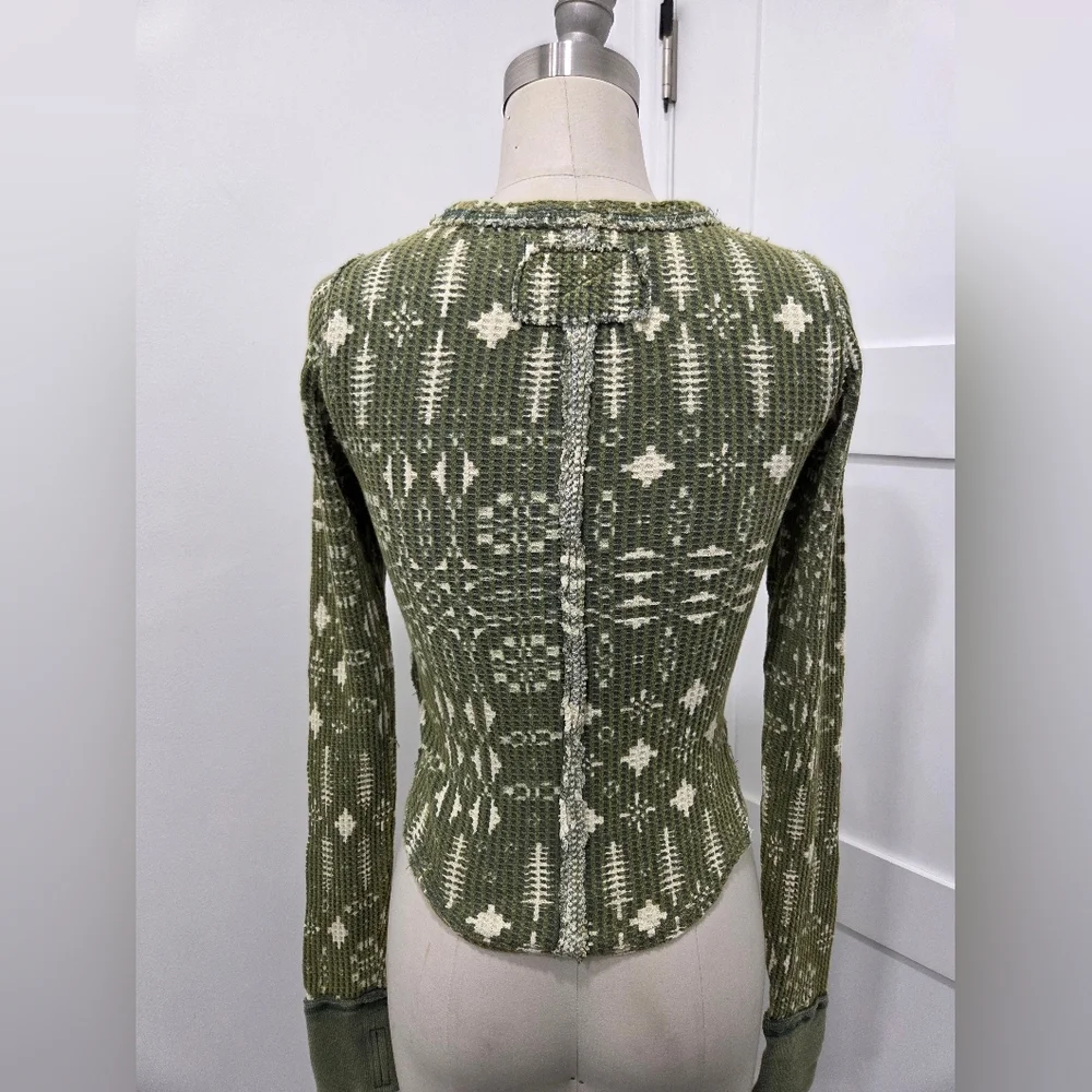 We The Free Pretty Little Thermal Waffle Top Pine combo green Size XS